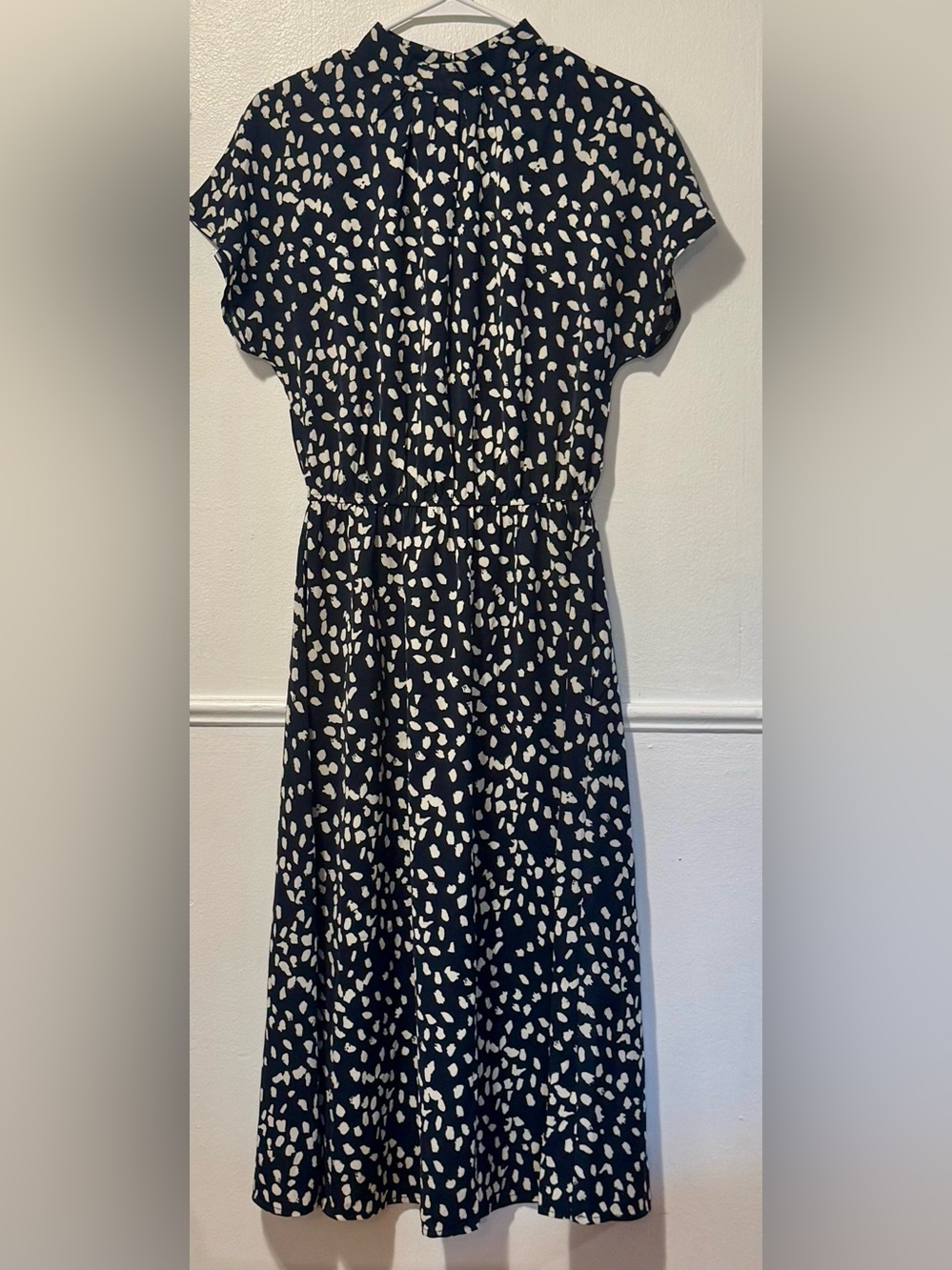 SHEIN Navy and Cream Pebble Print Casual Dress